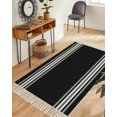 thumbnail image 1 of Black Striped Washable Area Rug 3'x5', Farmhouse Black White Stripes Woven Cotton Tassels Kitchen Rugs, Non Slip Indoor Door Mat Throw Carpet for Entryway Living Room Nursery Laundry Room, 1 of 9