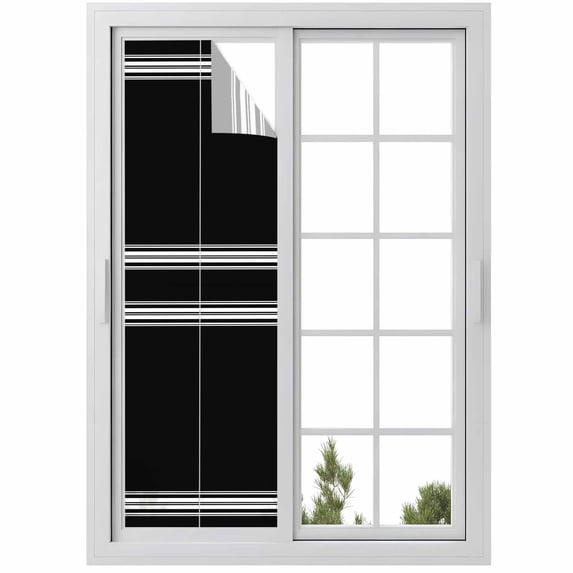 Black Striped Window Privacy Film, Farmhouse Black White Stripes Static Cling UV Sun Blocking Heat Control Window Tint Day and Night, Non-Adhesive Reusable One Way Windows Privacy Cover 17.7''x78.7''