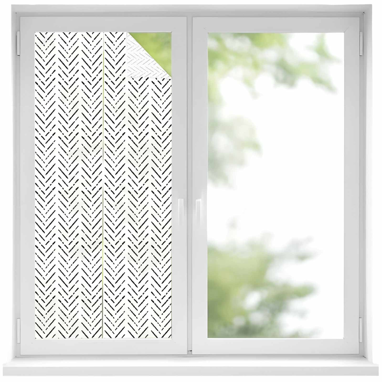 Black Striped Window Privacy Film, Modern Abstract Art Geometric Static ...