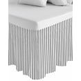 thumbnail image 1 of Black Striped Wrap Around Bed Skirts for King Bed 16" Drop, Bed Skirt with Adjustable Elastic Belt Dust Ruffle Bed Valance for Bedroom Hotel Luxury Black White Stripes Farmhouse Bed Frame Cover, 1 of 7