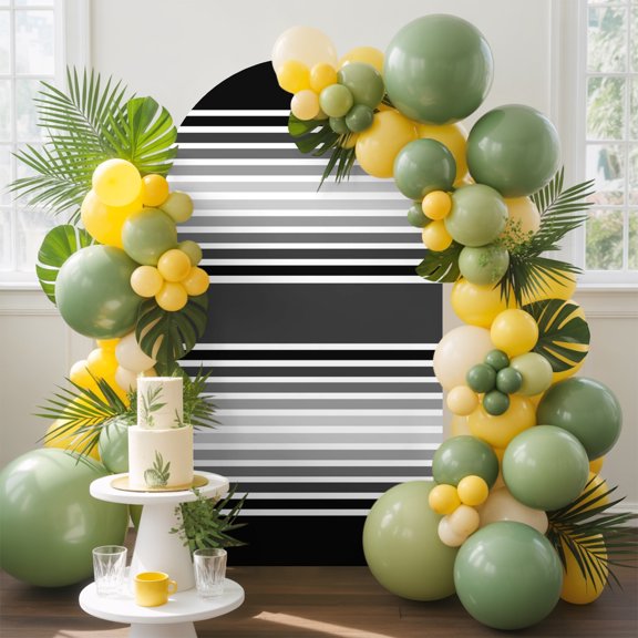 Black Stripes Arch Backdrop Cover 5 FT, Minimalist Stripe Modern Gradient Industrial Wedding Arch Cover Stretchy Backdrop Stands Covers for Birthday Party Ceremony Banquet Decor