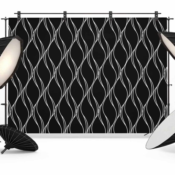 Black Stripes Line Photography Backdrop 7x5FT, Country Abstract Art Waves Striped Classic Photo Backdrops, Background for Photography Studio Photo Studio Background, Back Drop for Photoshoot