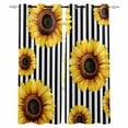 thumbnail image 1 of Black Stripes Sunflower Blackout Curtains for Bedroom Living Room Darkening Curtains 84 Inch Length 2 Panels Set Chic Botanical Floral Lines Window Curtain Window Treatment Grommet Drapes 52"x84", 1 of 9