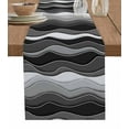 thumbnail image 1 of Black Stripes Table Runner Cotton Linen 48 Inch Holiday Dresser Scarves, Modern Simple Greyish Gradient Lines Tablerunner for Kitchen Coffee Dining Bedroom Living Room Dinner Scarf Décor 13''x48'', 1 of 9