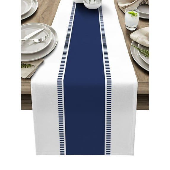 Black Stripes White Solid Color Texture Table Runner Home Wedding Table Mat Centerpieces Decoration Party Dining Long Tablecloth