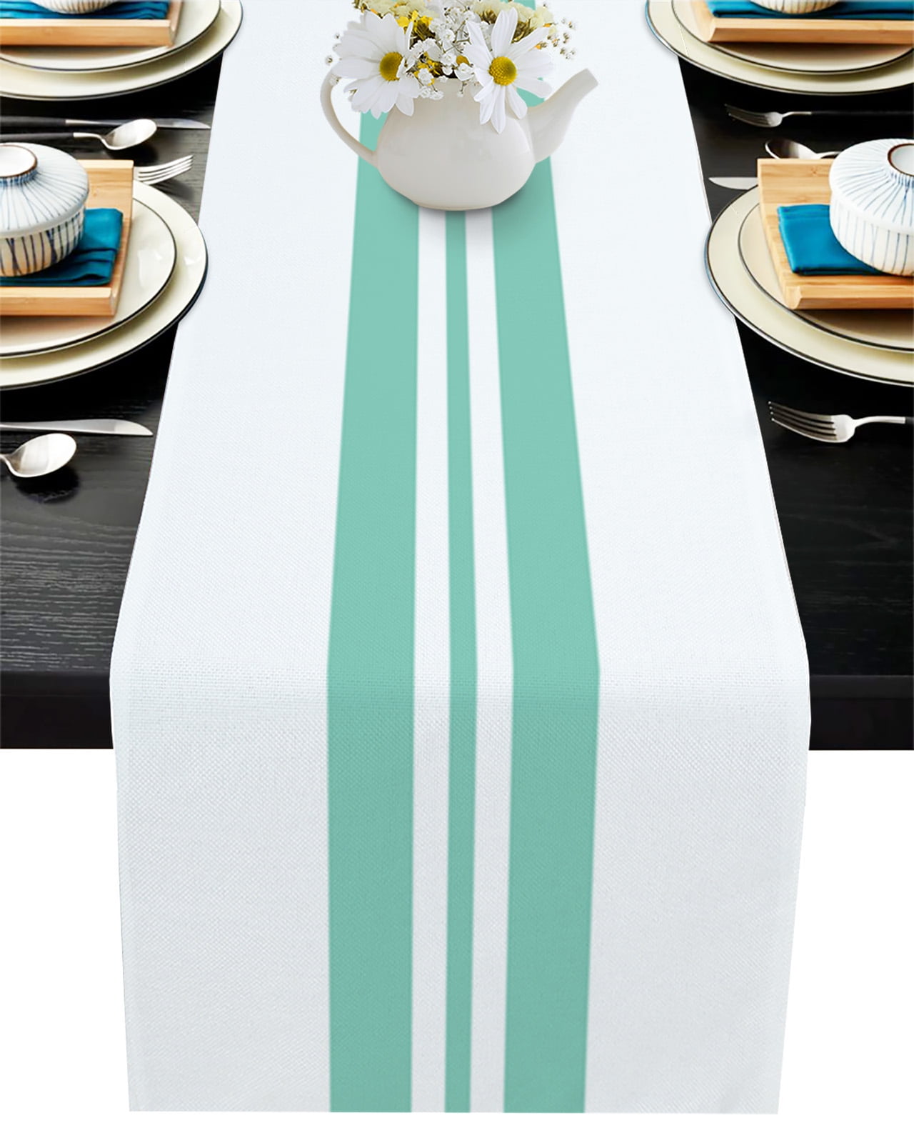 Black Strips Table Runner Kitchen Dining Table r Tablecloth Wedding