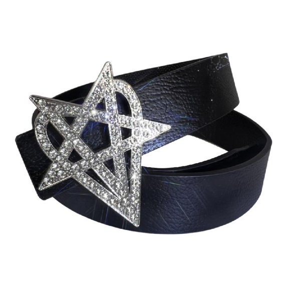 Black Studded Belt Solid Color Waist Band Rivet Belt Star Heart Charm Decorative Girdle for Fashion Enthusiasts