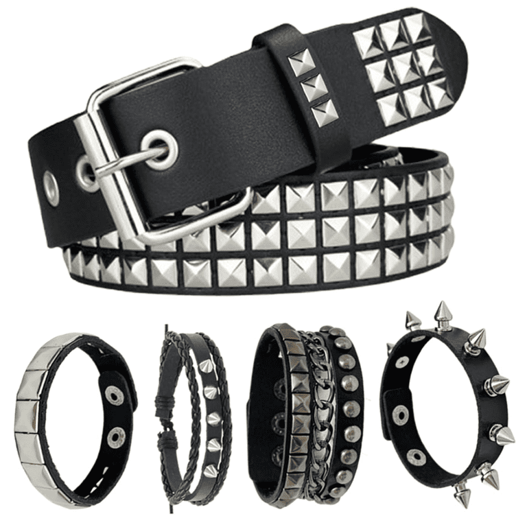 ? Stunning Genuine Studded Suede Black Belt And Matching Bracelets ? Stunning Genuine Studded Suede Black Belt And Matching  main image 4