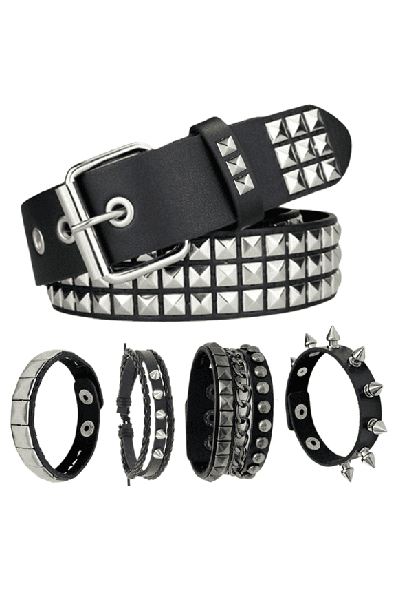 Black Studded Belt, Studded Bracelet Rivet Punk Rock Cuff Bracelets Emo Belt Spike Bracelet Grunge Emo Accessories for Women Men