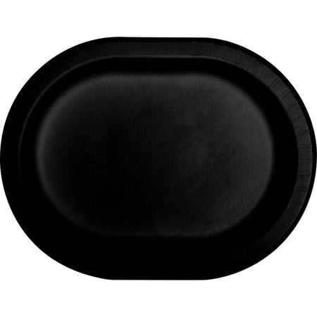 Black Sturdy Style 12-inch Oval Paper Plates 8 Per Pack