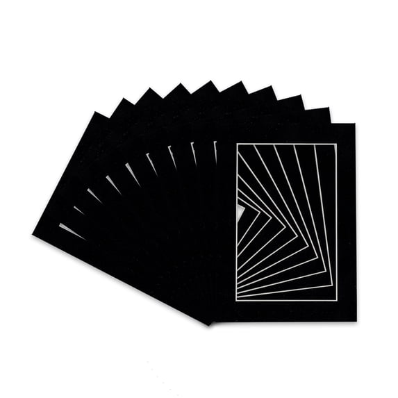 Black Suede Acid Free 11x17 Picture Frame Mats with White Core Bevel Cut for 8.5x11 Pictures - Fits