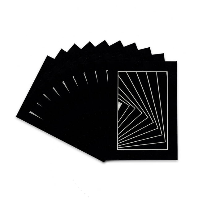 Black Suede Acid Free 12x16 Picture Frame Mats with White Core Bevel Cut for 8x10 Pictures - Fits