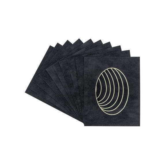 Black Suede Acid Free 6x7.5 Oval Picture Frame Mat with White Core Bevel Cut for 3x5 Pictures -