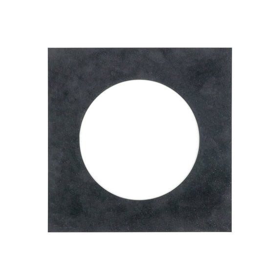 Black Suede Acid Free 7x7 Cirlce Picture Frame Mat with White Core Bevel Cut for 5x5 Pictures -