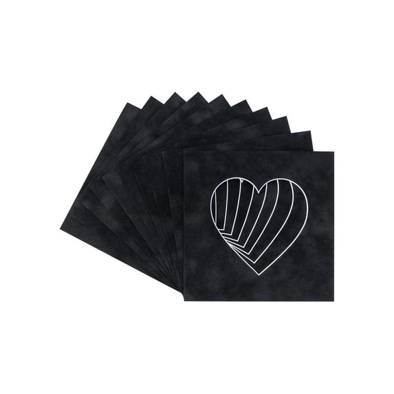 Black Suede Acid Free 7x7 Heart Picture Frame Mat with White Core Bevel Cut for 4x5 Pictures - Fits
