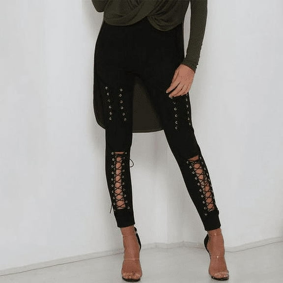 Black Suede StreetKitten? LaceUp Leggings