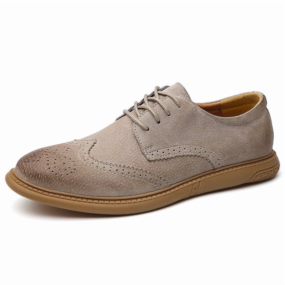 Black Suede Wingtip Brogue Casual Oxford Shoes with Beige Rubber Sole for Men