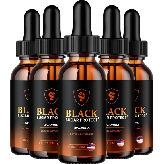 Black Sugar Protect Liquid Drops – BlackSugar Protect Extra Strength Natural Blend Healthy Organic Support, 5 Pack, 5 Month Supply