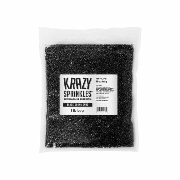 Krazy Sprinkles - Edible Black Sugar Sand - Bold Cake Decoration, 1lb Bag