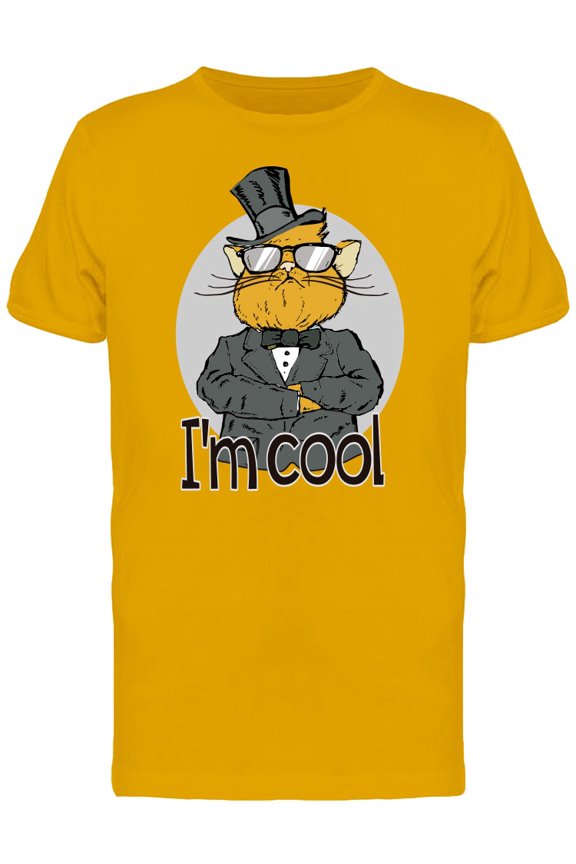 Black Suit Cat Im Cool T-Shirt Men -Image by Shutterstock, Male Medium