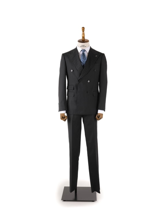 Black Suit, Double Breasted Swallow Collar Woven Men's Suit