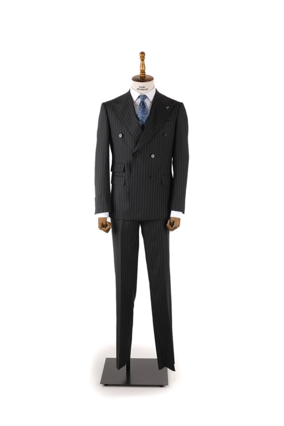 Black Suit, Double Breasted Swallow Collar Woven Men's Suit