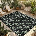 thumbnail image 1 of Black Summer Botanical Outdoor Rug for Patio/Deck/Porch, Non-Slip Large Area Rug 5 x 7 Ft, Green Spring Floral Birds Farmhouse Indoor Outdoor Rugs Washable Area Rugs, Camping Rug Carpet Runner, 1 of 8