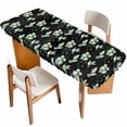 thumbnail image 1 of Black Summer Botanical Table Cloths for 8 Foot Rectangle Tables, Green Spring Floral Birds Farmhouse Patio Waterproof Elastic Fitted Tablecloths, Washable Rectangular Table Cover for Camping, 1 of 8