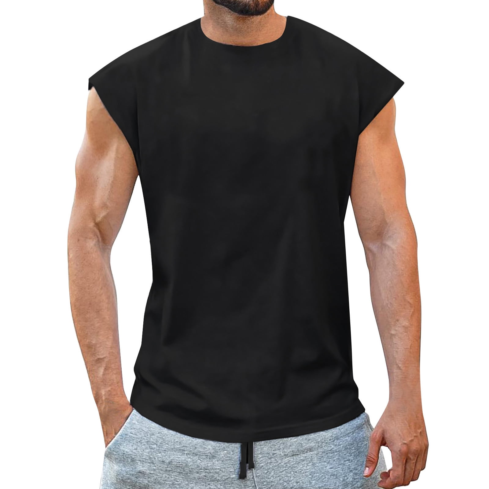 Men's Compression Tank Tops Slim Fit Athletic Muscle Tees Fitness  Sleeveless T-Shirt Cotton Breathable Sport Vest 