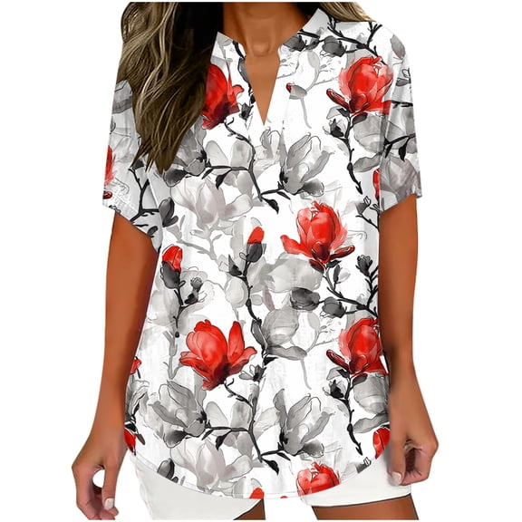 Black Summer Tops Festival Button Down Shirts for Women Fitted Basic Tees 3/4
