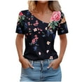 thumbnail image 1 of Black Summer Tops Plus Red Shirts for Women Plus Size Short Sleeve Tunic Tops for Women XS, 1 of 5