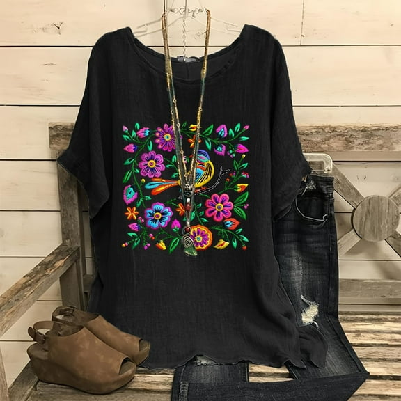 Black Summer Tops for Teens Womens Work Blouses Plus Size Long Sleeve T Shirts Loose Fit