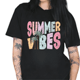 thumbnail image 1 of Black Summer Vibes Pastel Palm Tree Print Tshirt Graphic Tees Shirts Beach Lover Summer Gift Casual Tops S-5XL, 1 of 5