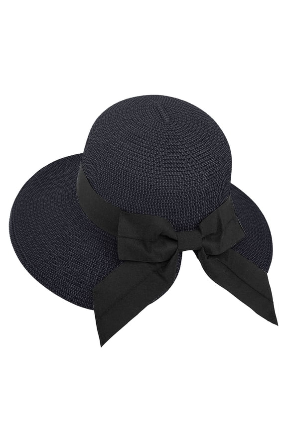 Black Sun Hats Womens Floppy Summer Sun Beach Hats Accessories Wide Brim UPF 50 Crushable