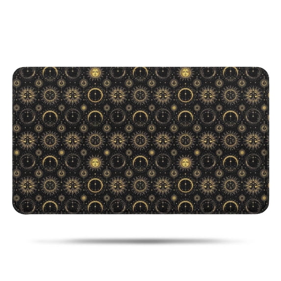 Black Sun Moon Pattern Bathroom Rugs Mat,Non Slip Microfiber Bathroom Rug,Rubber Backing,Soft Bathroom Mats for Bathroom Floor,Tub and Shower,17x30in(43x75cm)