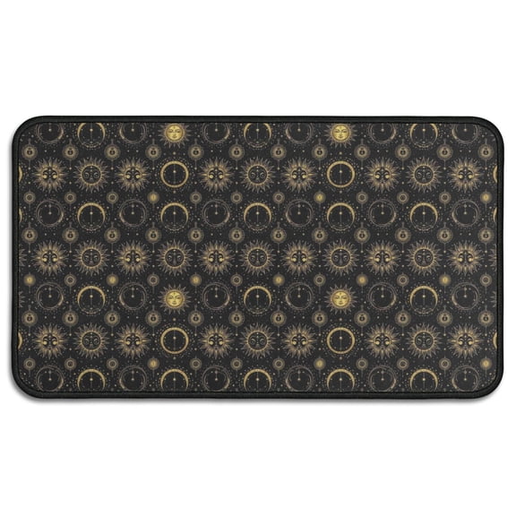 Black Sun Moon Pattern Door Rugs,Washable Non Slip Door Mats Indoor,Decorative Door Mats,Entry Mat Indoor for Entrance,Bedroom,Kitchen,Bathroom,30"x17"