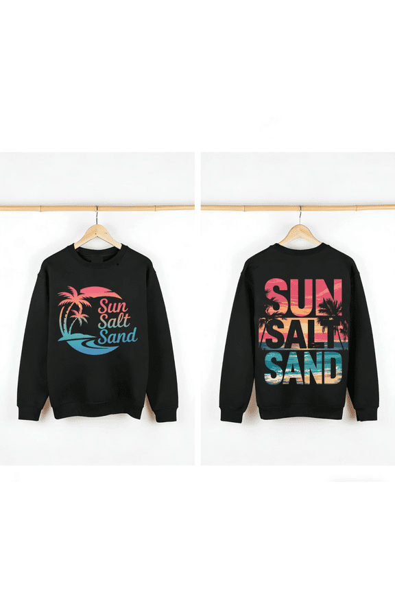 Black Sun Salt Sand Print Sweatshirt Graphic Sweatshirt Shirts For Men Women Casual Summer Beach Gift Tops S-3XL