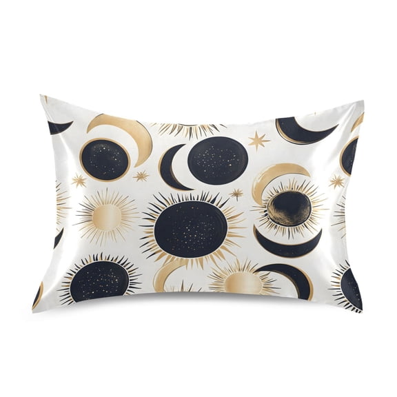 Black Sun and Moon Pattern Pillowcase Standard Size Luxury Silky Soft Wrinkle Resistant Envelope Closure 20x26in