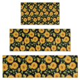 thumbnail image 1 of Black Sunflower Bud Pattern Kitchen Rugs Sets Of 3,Kitchen Runner Rugs Non Skid Washable,Decorative Kitchen Floor Mats for Kitchen,Sink,Laundry,17"x30"+ 17"x47" + 17"x59", 1 of 6