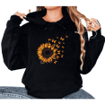 thumbnail image 1 of Black Sunflower Butterfly Graphic Sweatshirt Print hoodie womans S-2XL Loose Tops, 1 of 4