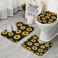 thumbnail image 1 of Black Sunflower Gray Petal Pattern Bathroom Rugs Sets 3 Piece,Toilet Cover Set,Absorbent Non Slip Bathroom Mats Sets with U-Shaped Contour Rug Toilet Rug Set, 1 of 5