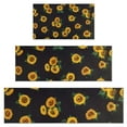 thumbnail image 1 of Black Sunflower Green Leaf Pattern Kitchen Rugs Sets Of 3,Kitchen Runner Rugs Non Skid Washable,Decorative Kitchen Floor Mats for Kitchen,Sink,Laundry,17"x30"+ 17"x47" + 17"x59", 1 of 6