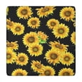 thumbnail image 1 of Black Sunflower Green Leaf Pattern Square Fitted Tablecloth with Elastic Edge,Square Table Cover,Washable Elastic Table Cover for Home Kitchen Party Decor 34"x34", 1 of 6