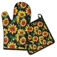 thumbnail image 1 of Black Sunflower Kitchen Oven Mitt and Pot Holder Sets 2 Pcs for Baking, Cooking and Grilling, Heat Resistant Up To 392 °F, 1 of 7