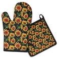 thumbnail image 1 of Black Sunflower Kitchen Oven Mitt and Pot Holder Sets 2 Pcs for Baking, Cooking and Grilling, Heat Resistant Up To 392 °F, 1 of 7