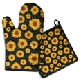 thumbnail image 1 of Black Sunflower Kitchen Oven Mitt and Pot Holder Sets 2 Pcs for Baking, Cooking and Grilling, Heat Resistant Up To 392 °F, 1 of 7