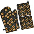 thumbnail image 1 of Black Sunflower Kitchen Oven Mitt and Pot Holder Sets 4 Pcs for Baking, Cooking and Grilling, Heat Resistant Up To 392 °F, 1 of 7