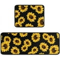 thumbnail image 1 of Black Sunflower Kitchen Rugs Mat Farmhouse Style Sunflower Rug Anti Fatigue Kitchen Rug Set PVC Non Slip Waterproof Washable Rug (47.2x17.7 23.6x17.7), 1 of 6