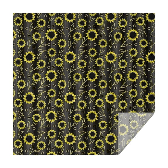 Black Sunflower Leaf Pattern Square Tablecloth,Waterproof Square Table Cover,Wipeable Spillproof Washable Table Cover for Home Kitchen Party Decor 52"x52"(132x132cm)