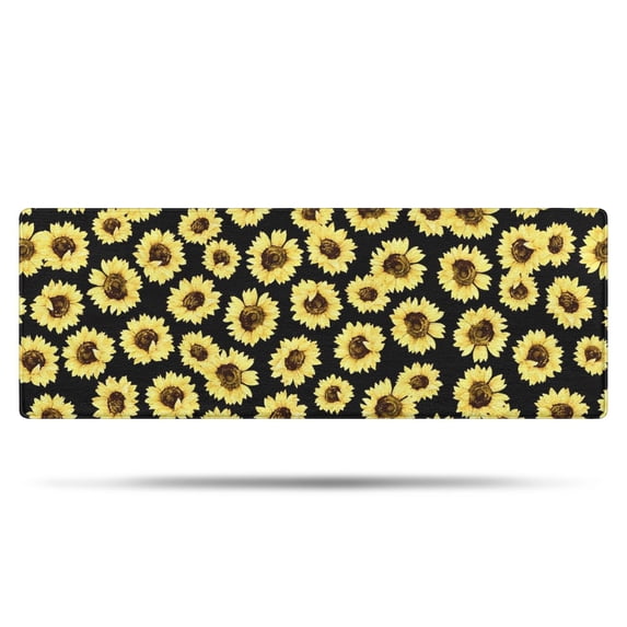 Black Sunflower Pattern Bathroom Rugs Mat,Non Slip Microfiber Bathroom Rug,Rubber Backing,Soft Bathroom Mats for Bathroom Floor,Tub and Shower,47x17in(120x43cm)